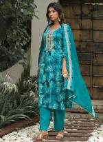 Pure Jam Cotton Teal Casual Wear Printed Salwar Suit